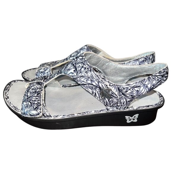Alegria Women’s KEN-769 Leather Sandals Size 42 us 11.5/12  Black & White Floral - Picture 4 of 8